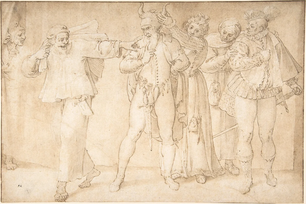 A Theatrical Scene by anonymous, drawing, 1600-1699