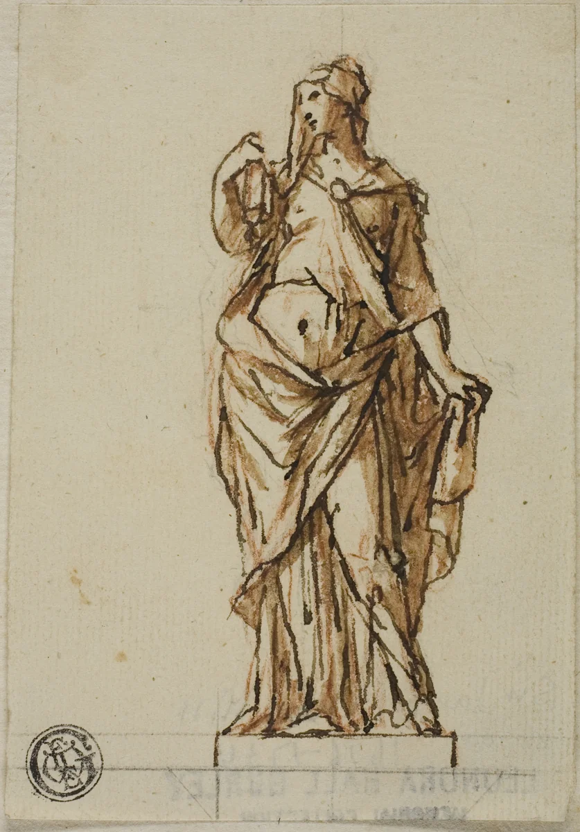 Project for a Statue: Woman Holding Book with Right Hand by John Michael Rysbrack, drawing, 1713-1770