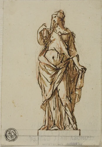 Project for a Statue: Woman Holding Book with Right Hand by John Michael Rysbrack, drawing, 1713-1770