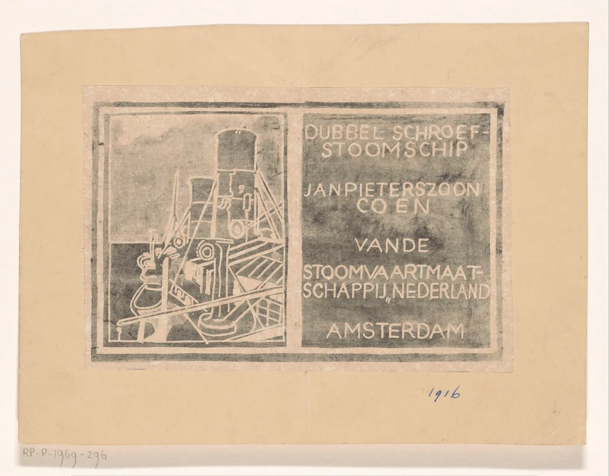 Stoomschip Jan Pieterszoon Coen by Carel Adolph Lion Cachet, print, 1916