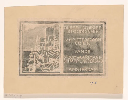 Stoomschip Jan Pieterszoon Coen by Carel Adolph Lion Cachet, print, 1916