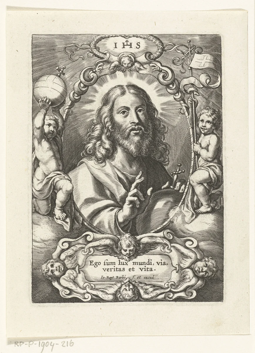 Christus met rijksappel by Unknown, print, 1588-1648
