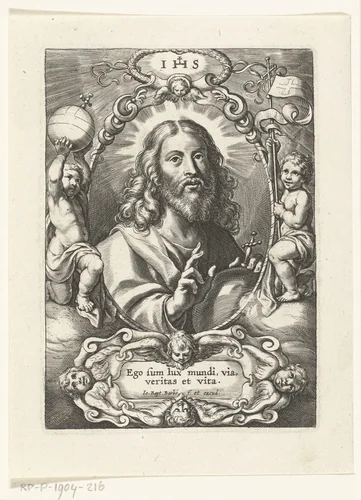 Christus met rijksappel by Unknown, print, 1588-1648