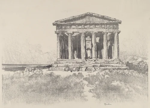The Temple by the Sea, Temple of Concord, Girgenti by Joseph Pennell, print, 1913