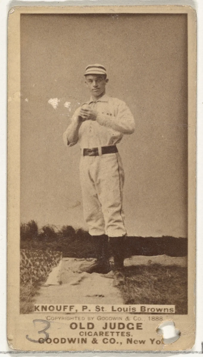 Edward Augustine "Ed" Knouff, Pitcher, St. Louis Browns, from the Old Judge series (N172) for Old Judge Cigarettes by Goodwin & Company, photograph, 1888