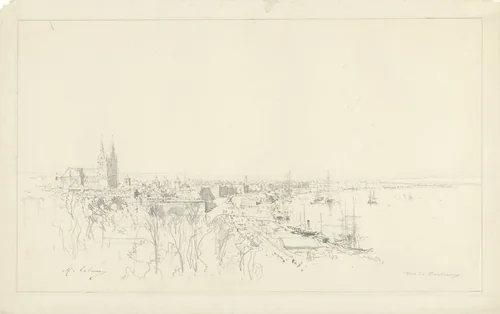 Gezicht op Bordeaux by Maxime François Antoine Lalanne, drawing, 1837-1886
