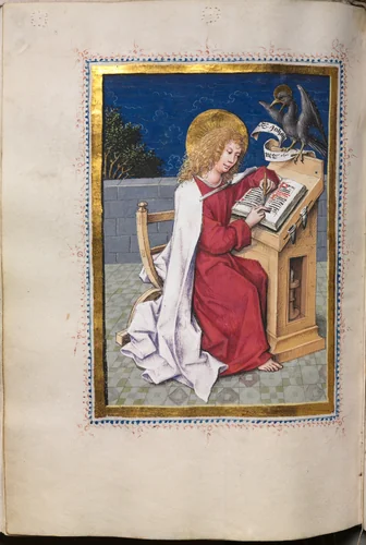 Gospel Book with Evangelist Portraits: Saint John by Master of the House-Book, book, 1475-1485