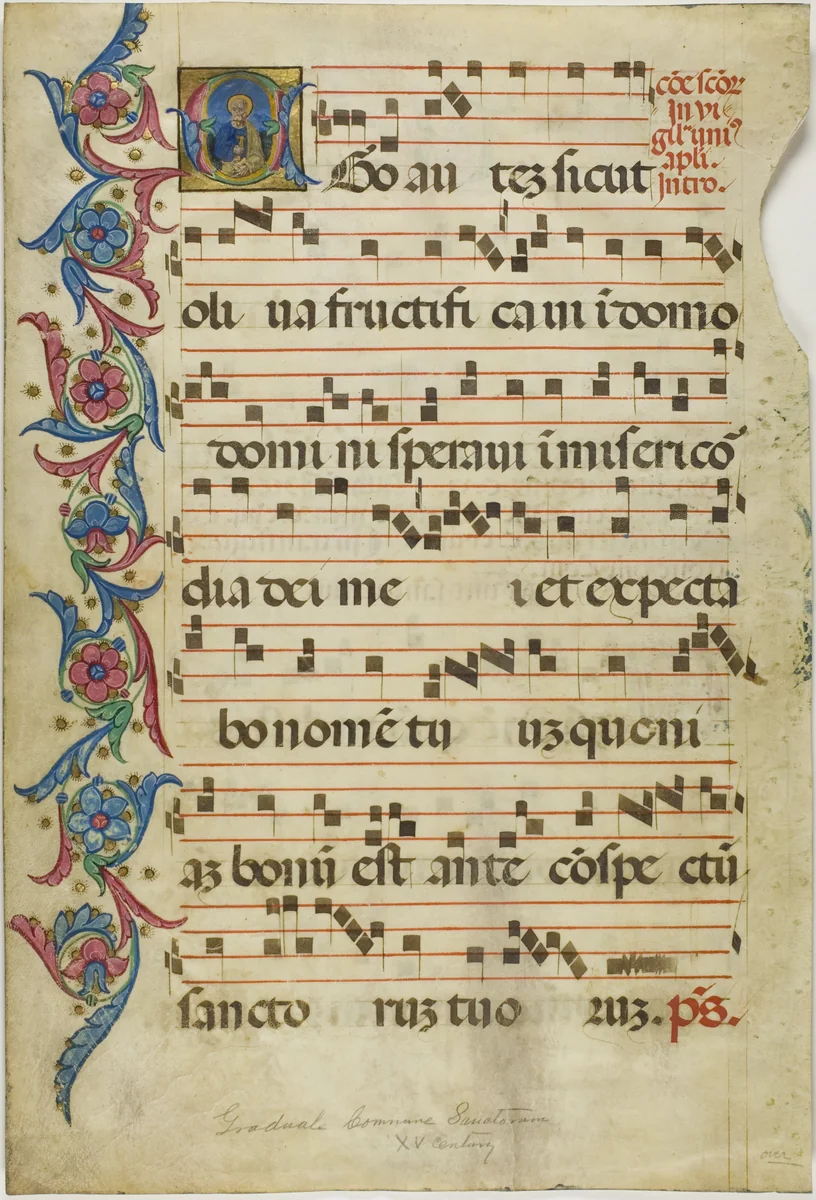 Saint Peter in a Historiated Initial "E" from a Gradual by Italian, painting, 1400-1499