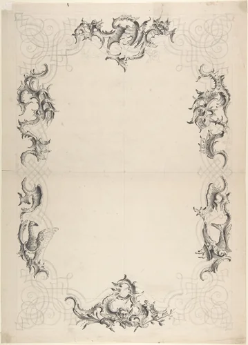 Design for the Stucco Decoration of a Rococo Ceiling by Johann Oktavian Salver, drawing, 1755