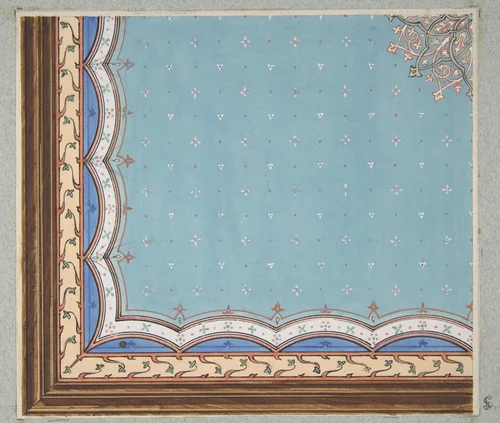 Design for the painted decoration of a ceiling by Jules-Edmond-Charles Lachaise, drawing, 1850-1900