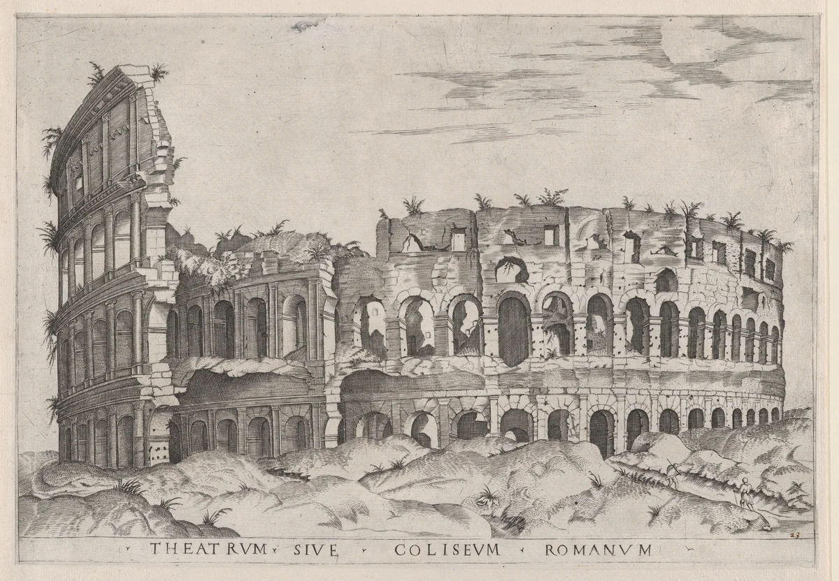 The Colosseum, from "Speculum Romanae Magnificentiae" by anonymous, print, 1530-1580