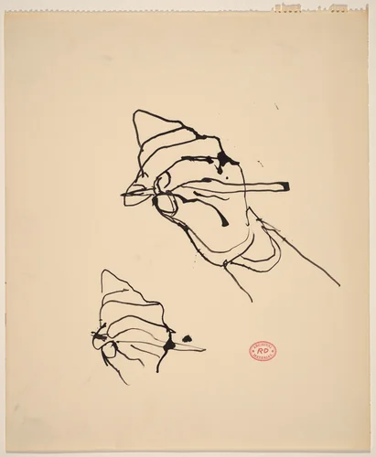 Untitled [two studies of a hand holding a writing tool] by Richard Diebenkorn, drawing, 1955-1967