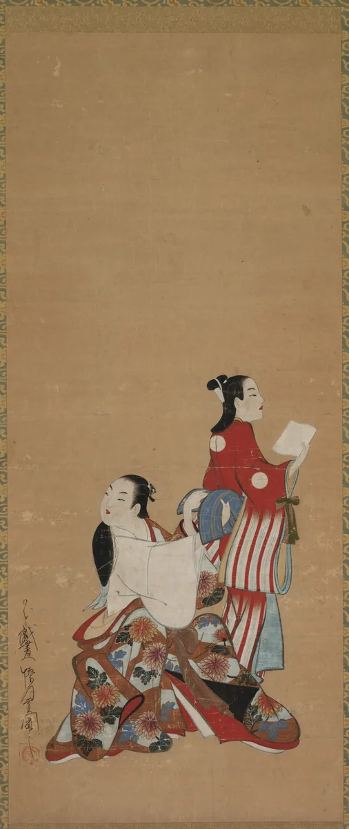 Courtesan and Attendant by Kaigetsudō Ando, painting, 1730-1868