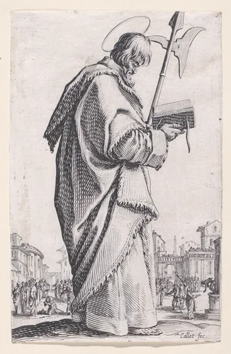 St. Matthias, from "Les Grands Apôtres Debout, Représentant Le Sauveur, La Bienheureuse Marie et Les Saints Apôtres" (The Large Standing Apostles, Representing The Savior, The Blessed Mary and The Apostles) by Jacques Callot, print, 1631