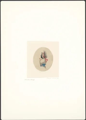 Silhouetportret van een onbekende vrouw met hoge muts en omslag doek by anonymous, other, 1775-1849