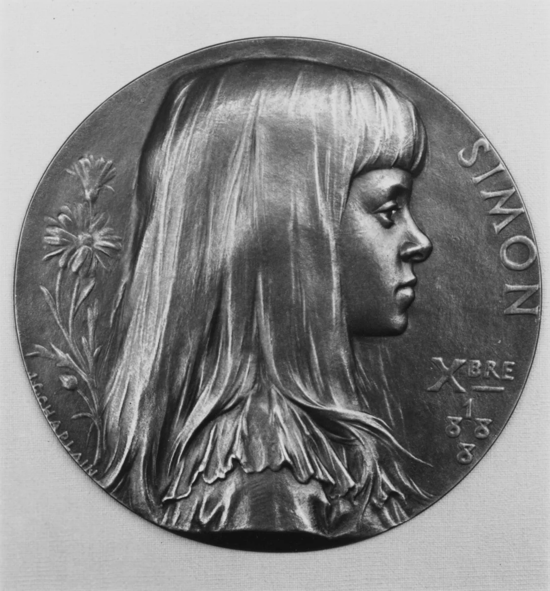 Portrait of Marguerite Simon by Jules-Clément Chaplain, metalwork, 1888