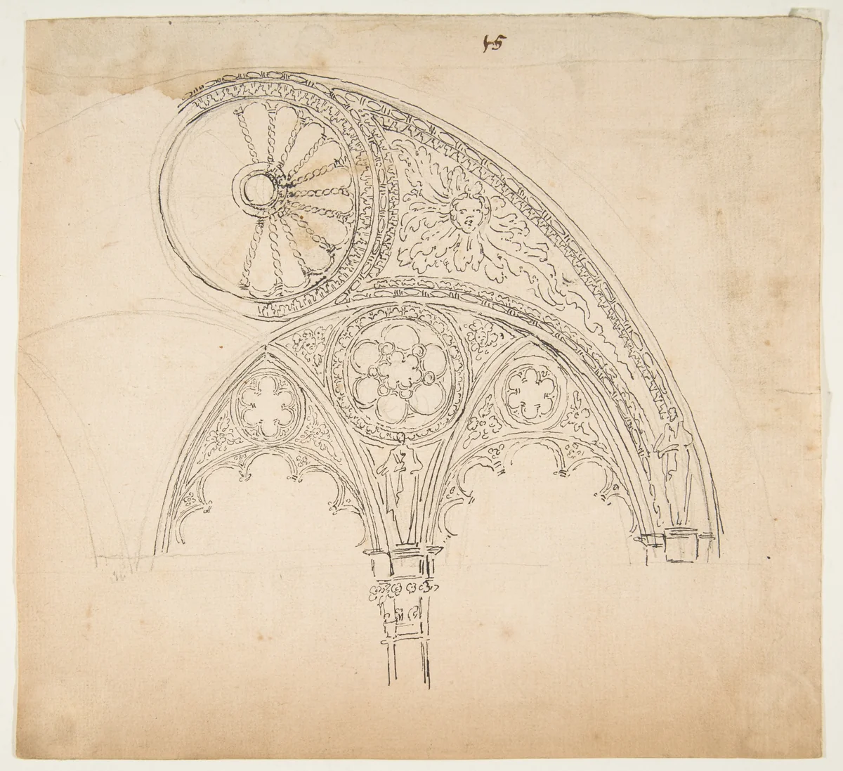 Drawing After an Architectural Fragment by anonymous, drawing, 1800-1899