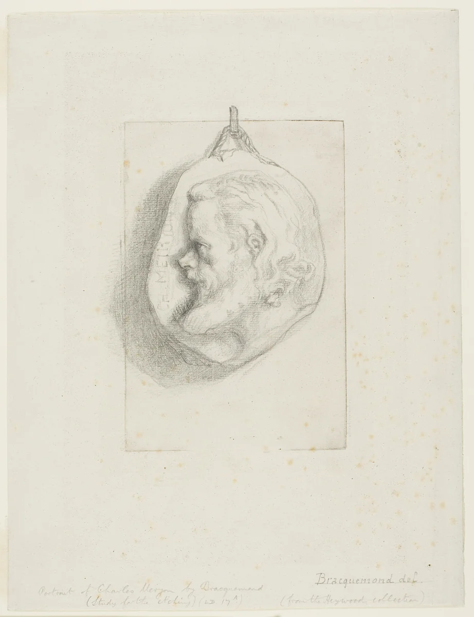 Profile Portrait of Charles Meryon by Felix Bracquemond, drawing, 1854