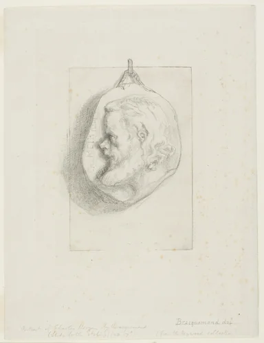 Profile Portrait of Charles Meryon by Felix Bracquemond, drawing, 1854