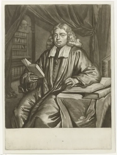 Portret van Hugo van der Helst by Nicolaas Verkolje, print, 1683-1746