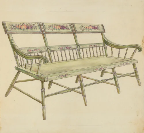 Sheraton Painted Three-Back Settee by American 20th Century, index of american design, 1935-1942