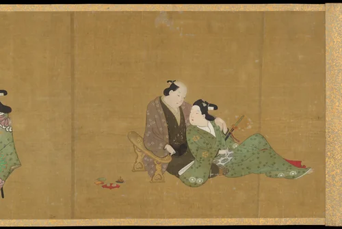Handscroll of Ten Homoerotic (Nanshoku) Scenes by Miyagawa Chōshun (宮川長春), painting, 1700-1733