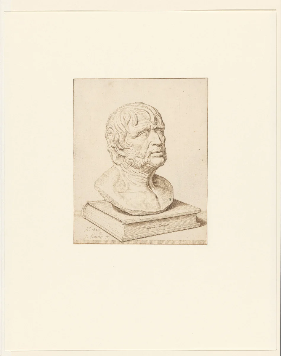 Portrait bust of Seneca by David Bailly, drawing, 1624