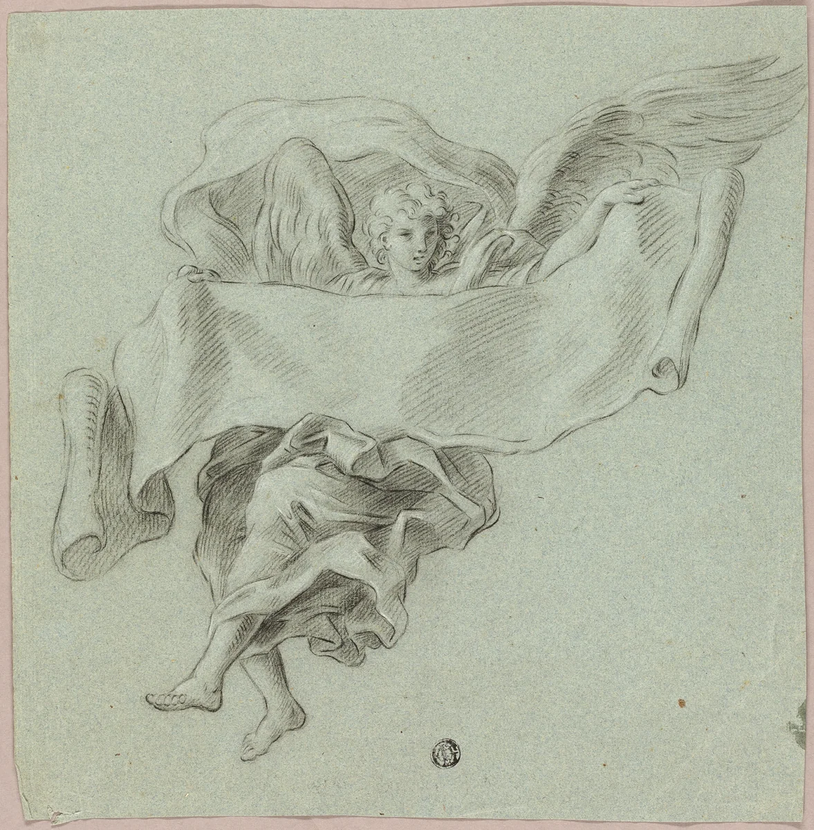 Angel with Putti Carrying Object by Sebastiano Conca, drawing, 1700-1764