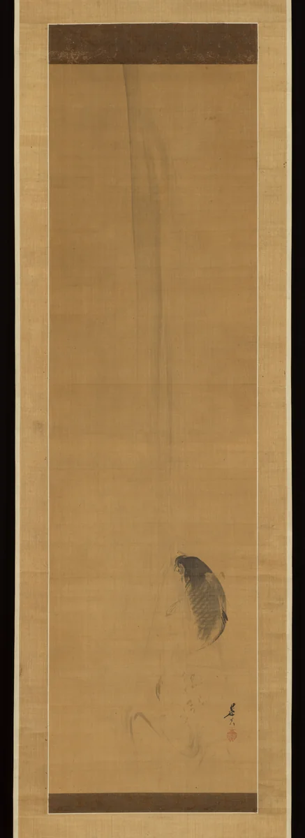 Carp Ascending Waterfall by Shibata Zeshin (柴田是真), painting, 1807-1891