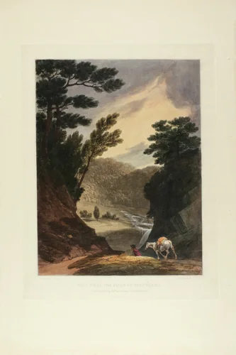 View Near the Schuylkill Falls, Pennsylvania, plate five of the first number of Picturesque Views of American Scenery by Joshua Shaw, print, 1819-1821