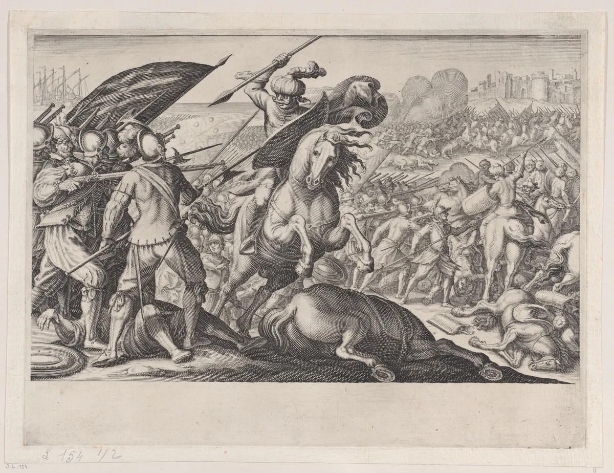 Défaite de la Cavalerie Turque (Defeat of the Turkish Cavalry), from "La Vie de Ferdinand Ier de Médicis série appelée aussi Les Batailles des Médicis" (The Life of Ferdinand I de'Medici also called The Medici Battles) by Jacques Callot, print, 1614-1620