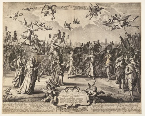 The Triumphal Car of Prince Hendrik of Orange by Daniël van den Bremden, print, 1630