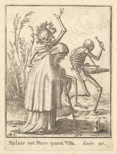 Old woman, from the Dance of Death by Wenceslaus Hollar, print, 1651-1800