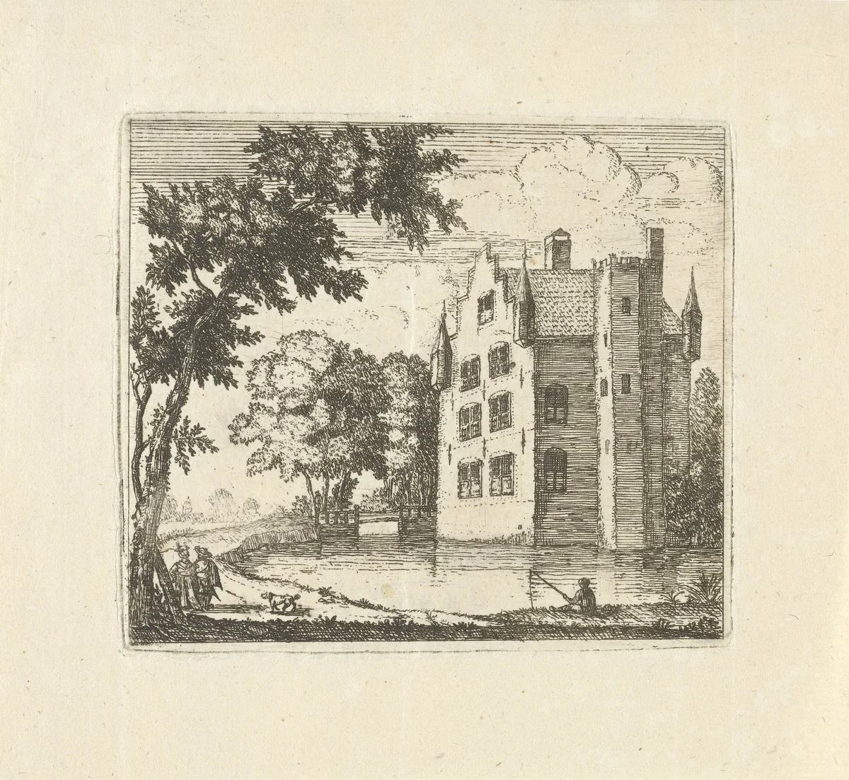 Gezicht op een kasteel by Simon Klapmuts, print, 1744-1780
