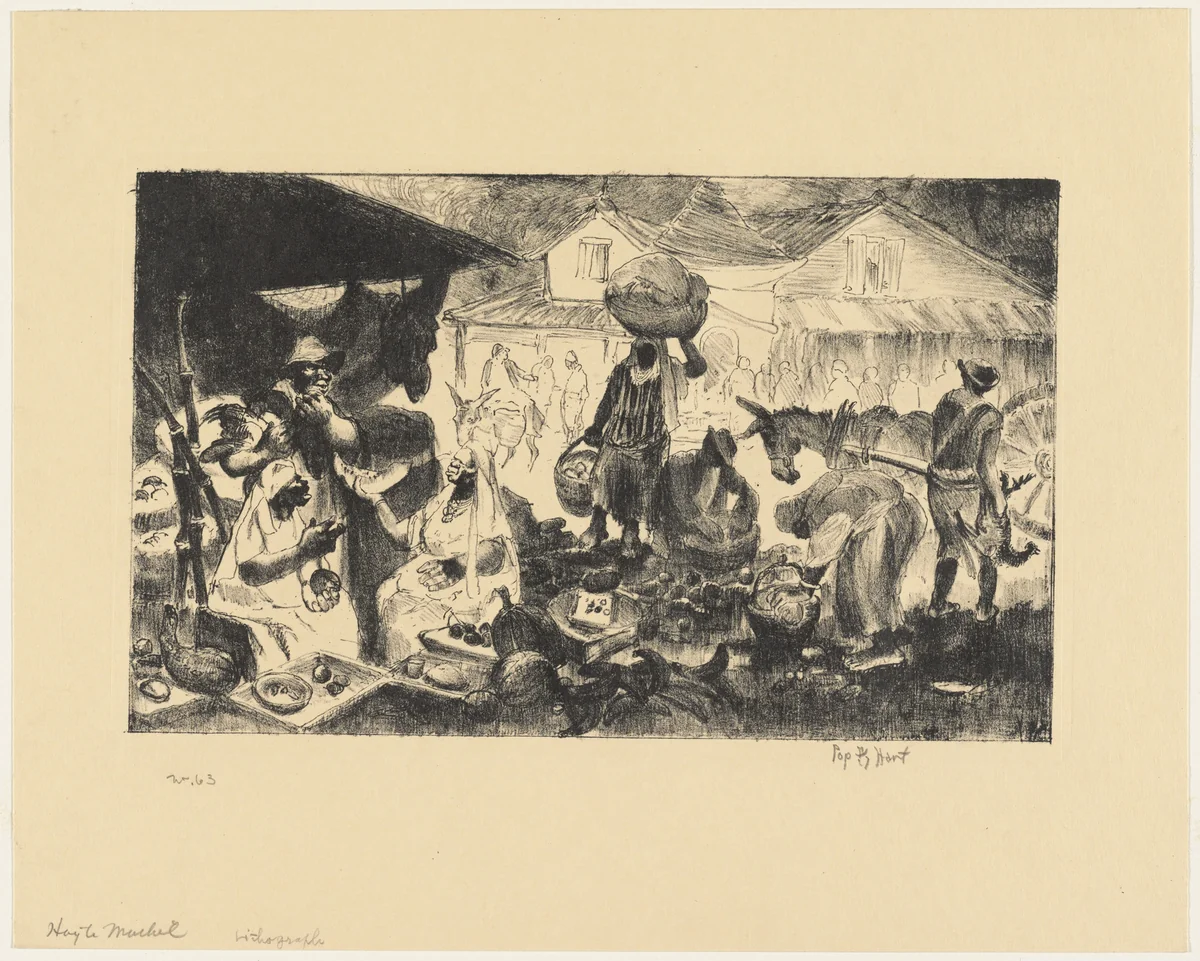 Haiti Market by George Hart, print, 1924