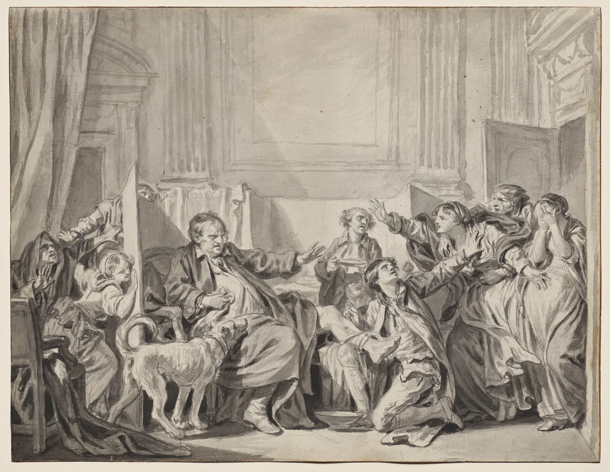 The Guilty and Repentant Daughter by Jean-Baptiste Greuze, drawing, 1770-1775