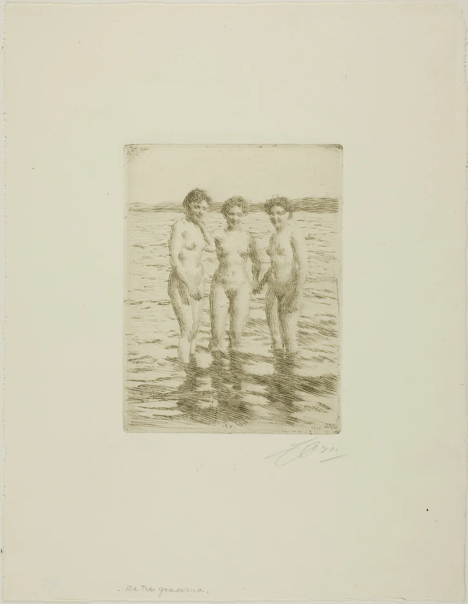 The Three Graces by Anders Zorn, print, 1910