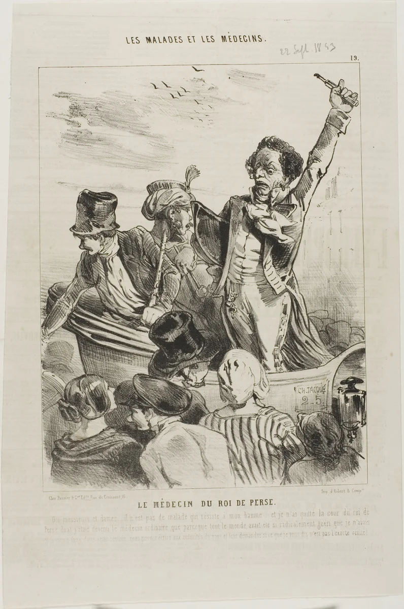 The King of Persia's Doctor (plate 19) by Charles-Émile Jacque, print, 1843