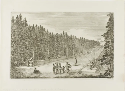 The Avenue of the Fountains by Stefano della Bella, print, 1653-1655