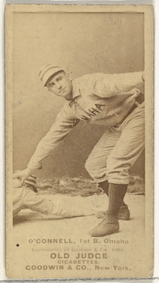 Patrick H. "Pat" O'Connell, 1st Base, Omaha Omahogs/ Lambs, from the Old Judge series (N172) for Old Judge Cigarettes by Goodwin & Company, photograph, 1888