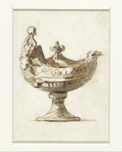 Paneelvulling met attributen van de Roomse mis by Etienne de Lavallée-Poussin, drawing, 1750-1793