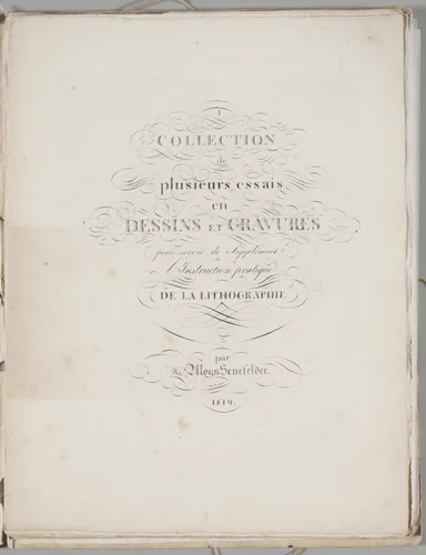 Art of the Lithograph: Title Page, Plate I by Alois Senefelder, other, 1819