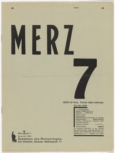 Merz no. 7 by Kurt Schwitters, design, 1924