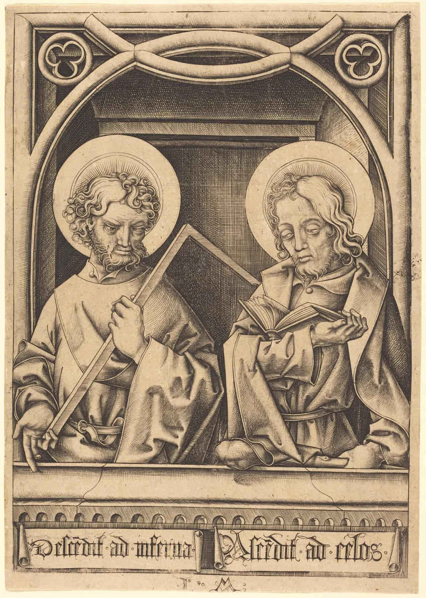 Saints Thomas and James the Less by Israhel van Meckenem, print, 1480-1485