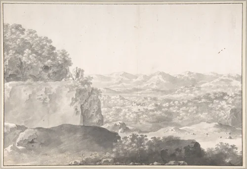 Landscape by Cornelis van Poelenburch, drawing, 1609-1667