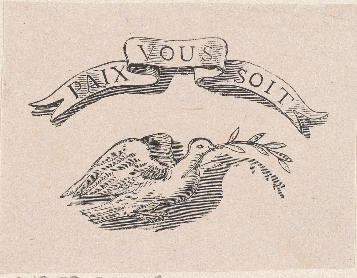 Vignet met een vredesduif by Isaac Weissenbruch, print, 1836-1912