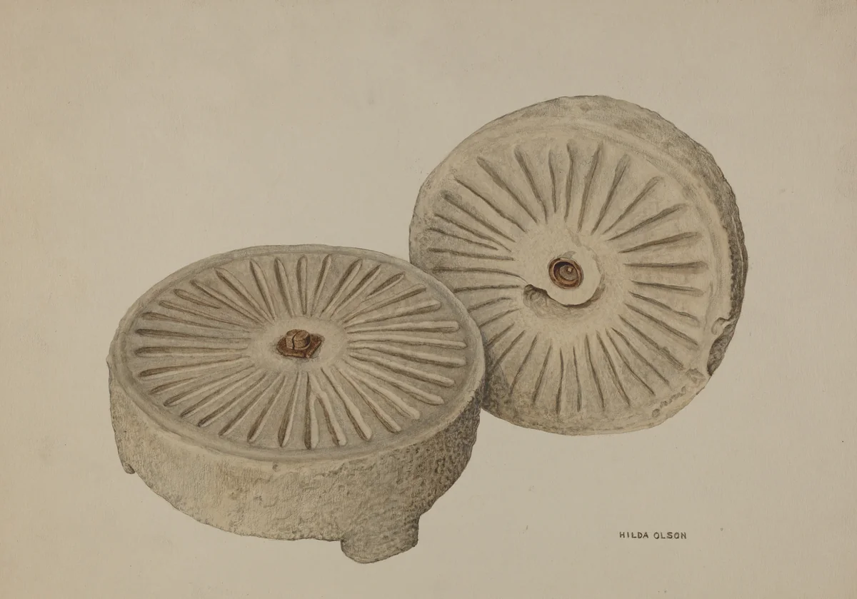 Mill Stones by Hilda Olson, index of american design, 1935-1942