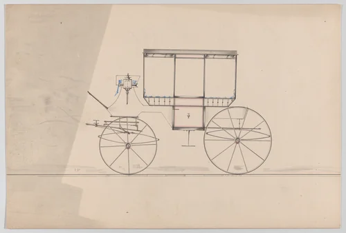 Design for Curtain Coach (unnumbered) by Brewster & Co., drawing, 1845-1855