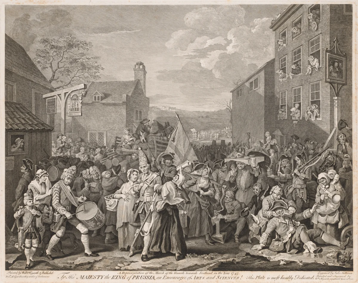March to Finchley in the Year 1746 (After Hogarth) by Luke Sullivan, print, 1750