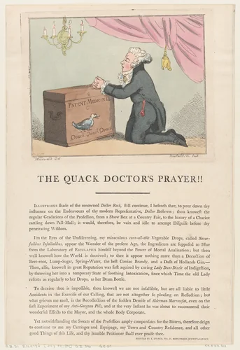 The Quack Doctor's Prayer!! by Thomas Rowlandson, print, 1801